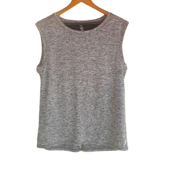Retro 80's Sleeveless Muscle Shirt Gray Black Netted Breathable Mesh RBX Size L - Picture 1 of 8